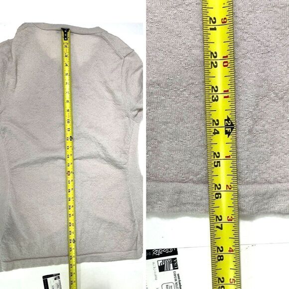 Lafayette 148 XL Cardigan Sweater Beige Ruched Sides Button 1/2 Sleeve - Picture 12 of 13